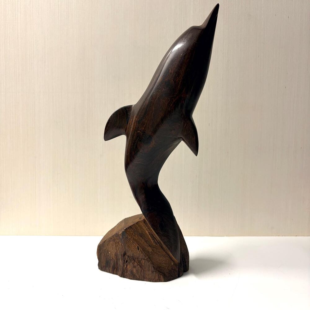 Vintage MCM Dolphin Ironwood Hand Carved Sculpture Figurine